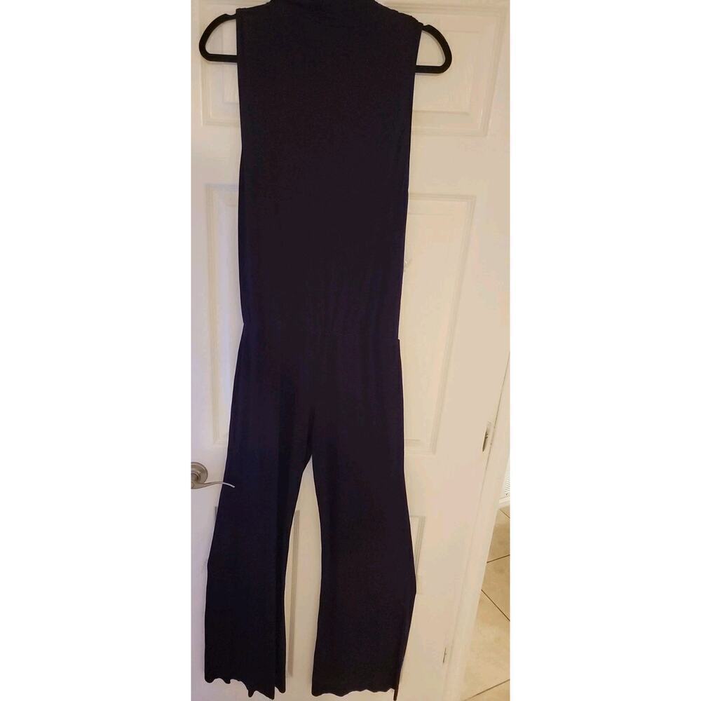 Young Fabulous Broke Jumpsuit SZ M Scoop Neck Wide Leg Slinky Sleeveless Plum - Picture 8 of 13